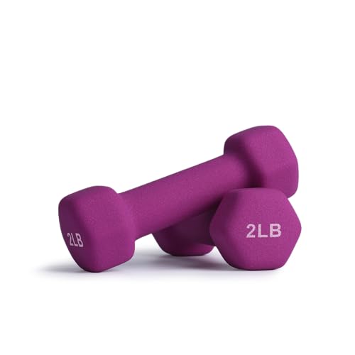 Portzon Dumbbells Neoprene with Non Slip Grip weight for Total Body Workout Exercise and Muscle Toning Compatible with of 2 Set,1-15 LB, Anti-Slip, Anti-roll, Hex Shape - color: burgundy, size: 02-Pound,Pair