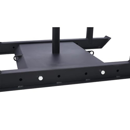Weight Sled for Fitness Training Push Pull Drag Speed Strength Conditioning Workout Sled with Removable Push Poles Harness and Dual Anchor Points for 2 Inch Weight Plates Black