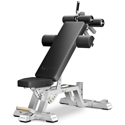 Keppi Fitness Bench6000 Weight Bench, Commercial Grade FID Workout Bench - color: Stainless
