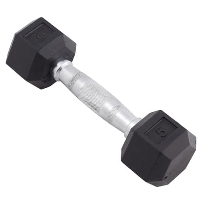Body Sport Rubber Encased Hex Dumbbell Weight, Single – Dumbbells for Exercises – Strength Training Equipment – Home Gym Accessories – Weight Training - style: 5 lbs