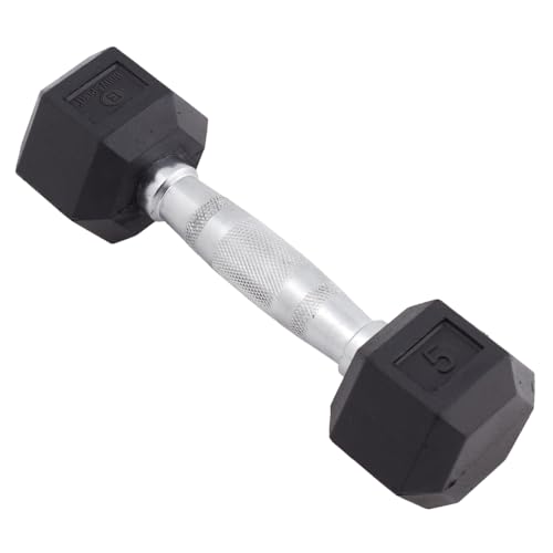 Body Sport Rubber Encased Hex Dumbbell Weight, Single – Dumbbells for Exercises – Strength Training Equipment – Home Gym Accessories – Weight Training - style: 5 lbs
