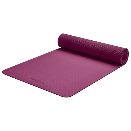 Retrospec Zuma Yoga Mat 6mm Thick Non-Slip TPE Exercise Mat | Cushioned Workout Mat for Yoga Pilates and Home Stretching | 72 x 24 with Carrying Strap