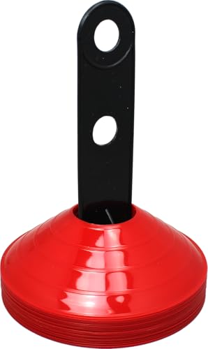 BlueDot Trading Pro Disc Cones High Visibility for Sports, Agility Training, Soccer, Football, Basketball, and Other Sports Durable Cone Markers for Adults or Kids (50-Pack), Red