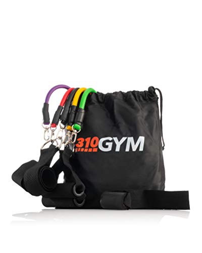 310 Nutrition Gym Kit - 5-Piece Latex Resistance Band Set with Handles, Door Anchor & Carry Bag | Full-Body Home Workout System for Strength, Mobility & Toning