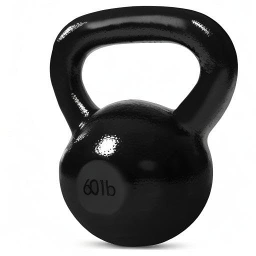 JFIT Cast Iron Kettlebell – Single Weight, Flat Bottom, Polished Handle | Men & Women | CrossFit, Cardio & Strength Training - size: 60.0 Pounds