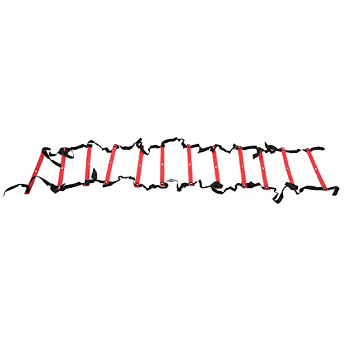 Fixed Agility Ladder for Football Soccer Training, Speed Rope Ladder with 12 Rungs, Bright Color Non - Slip Footwork Ladder for Sports Drills, 6M Durable PP Material - color: Red