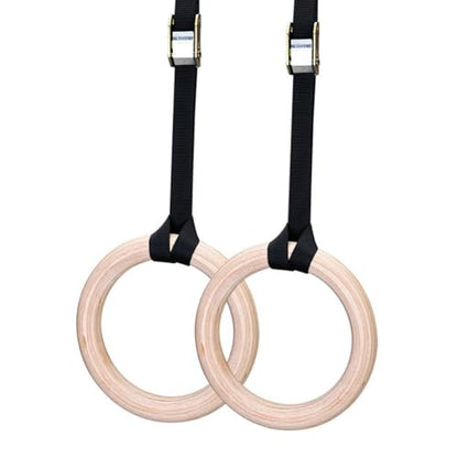 2Pcs Wood Gymnastics Rings Non‑Slip Solid Birch Fitness Rings for Home Workout Fitness Pull Up - color: 28mm 15cm