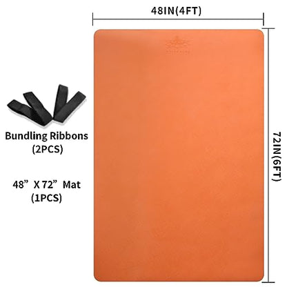 Hatha Yoga Large TPE Yoga Mat 6'x4'x1/2" Extra Thick Non-Slip Exercise Mat - for Yoga Pilates & Home Gym Workouts - color: Orange