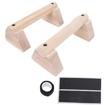Focket Wood Push Up Bars, Adjustable Width Sturdy Parallettes Bars, Handstand Trainer with Non Slip Base and Grip Pads for Home Fitness Strength Training Workout - size: 20cm