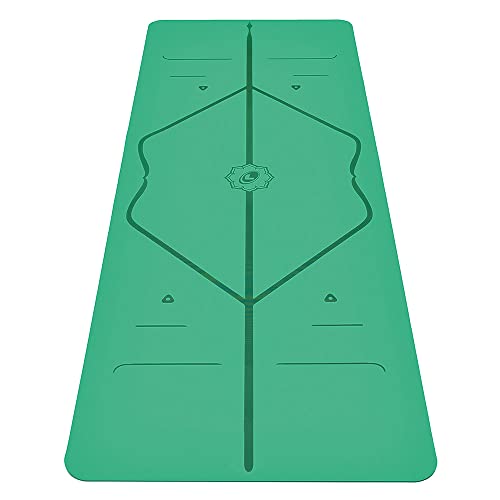 Liforme Travel Yoga mat – Patented Alignment System, Warrior-Like Grip, Non-Slip, Eco-Friendly, Ultra-Lightweight and Sweat Resistant, Made with Natural Rubber - color: Green