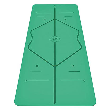 Liforme Travel Yoga mat – Patented Alignment System, Warrior-Like Grip, Non-Slip, Eco-Friendly, Ultra-Lightweight and Sweat Resistant, Made with Natural Rubber - color: Green