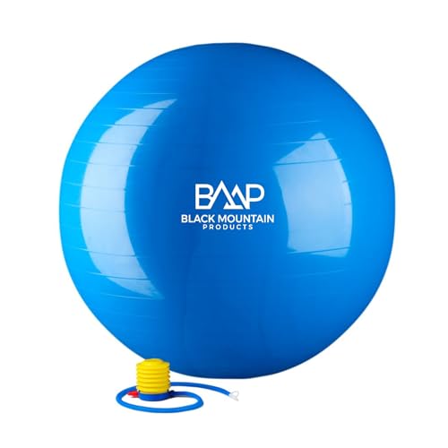 Black Mountain Products Exercise Stability Yoga Ball, Foot Pump, Ball Plug, Plug Puller, 2000 Lbs Static Weight Capacity Antiburst - color: Blue, size: 45cm