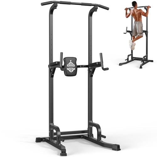 Sportsroyals Power Tower Pull Up Bar Station, 450LBS Stable Pull Up Dip Station for Home Gym Strength Training Equipment | FED Fitness - color: Black