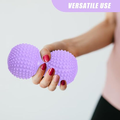 DOITOOL Peanut Massage Ball for Foot and Back Relief, Dual Lacrosse Fascia Roller with Lavender Color, Deep Tissue Trigger Point Massager for Plantar Fascia and Neck Muscle Relaxation
