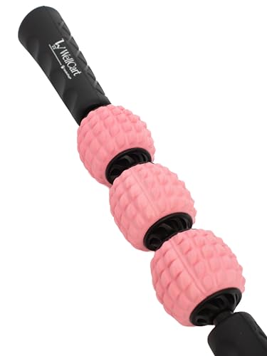 WellCart’s EVA Massage Stick Roller. Comfort Grip Handles with 3 Independent Textured Total Body Massager Spinners