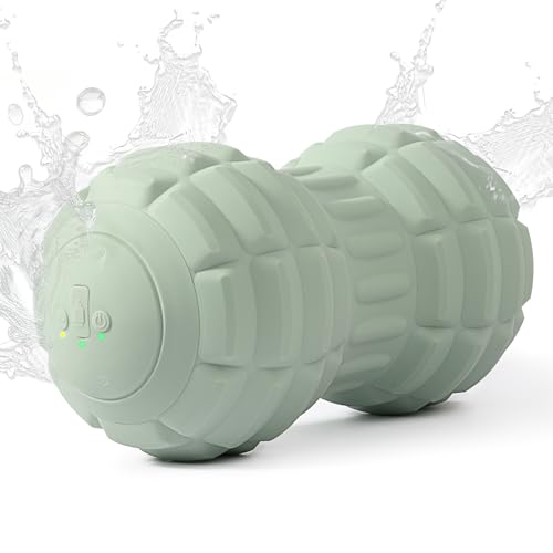 Silicone Vibrating Peanut Massage Ball Roller, Green | Water Resistant , Electric Double Lacrosse Massage Ball, 4 Intensities, For Muscle Tightness Deep Tissue, For Foot Back Hip