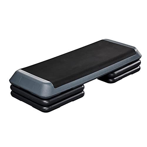 Yaheetech Aerobic Stepper, 4-6-8in Height-Adjustable Aerobic Exercise Step Platform Health Club Size w/Risers & Non-Slip Surface & Non-Marking Feet for Home Gym Workout & Training