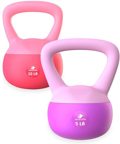 Soft Kettlebells, Serenilite Kettlebell Sets, Kettle Bell Sets for Women & Men, Safe Strength Training Kettlebells, Kettlebell Weights for Home Workouts & More (5 LB Purple - 10 LB Red)