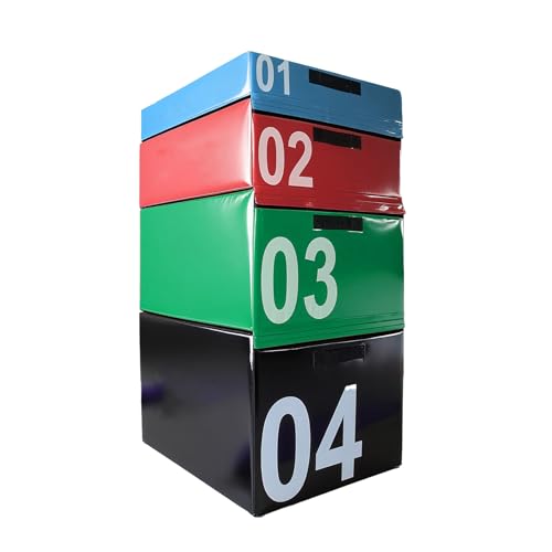 Free Combination Foam Plyometric Jump Box, Height Exercise Box Multiple Height Levels with Non-Slip Surface & EPE Foam for Plyometrics HIIT Strength Training Home Gym (Size:01#+02#+03#+04#) - size: 01#+02#+03#+04#