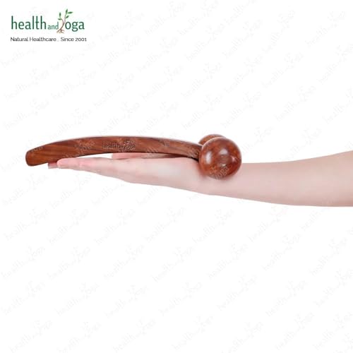 HealthAndYoga™ NatureSooth Wooden Massage Roller – Wood Therapy Massage Tools – Handheld Calf and Leg Massager, Back and Shoulder Massager and Full Body Massager