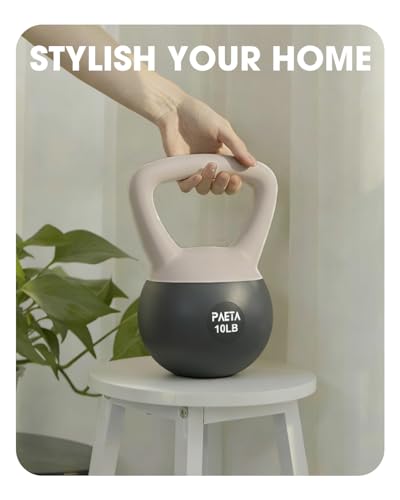 PAETA Soft Kettlebell for Home Fitness – Anti-Slip Grip & Wide Handle Design,Soft Kettlebell Set, Gentle Floor-Friendly Impact – 10lbs, 15lbs, 20lbs, for Home Functional Training - color: 45lbs White