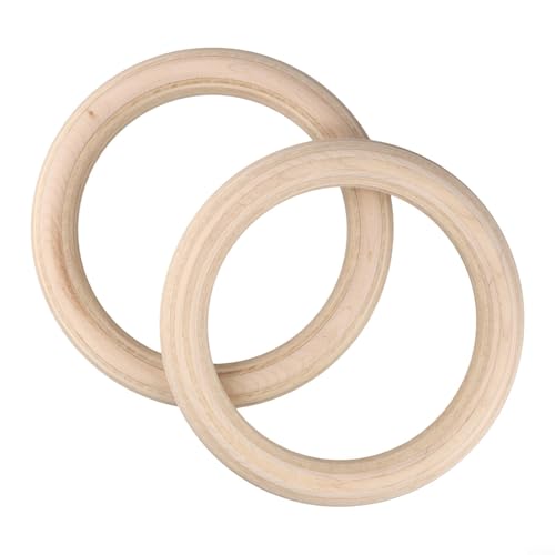 Wood Gymnastics Rings For Adult Home Fitness, Birch Wooden Training Rings For Pull Ups, Strength Exercise, Non Slip Grip, Indoor And Outdoor Workout(25mm 19cm)