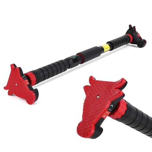 Adjustable Pull Up Bar for Doorway – Secure Lock, No Screws Needed – Heavy Duty, Supports 550 lbs – Integrated Bubble Level – Non-Slip Chin Up Bar – Fits 27"-42" Door Frames – Strength Training