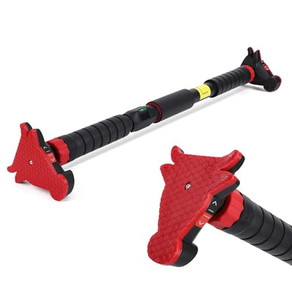 Adjustable Pull Up Bar for Doorway – Secure Lock, No Screws Needed – Heavy Duty, Supports 550 lbs – Integrated Bubble Level – Non-Slip Chin Up Bar – Fits 27"-42" Door Frames – Strength Training