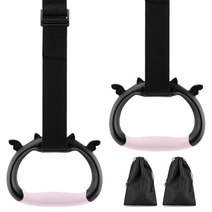 Gymnastics Rings, Pull up Rings with Adjustable Strap, Indoor Outdoor Pull-up Bar Strength Training Ring for Home Workout Fitness Exercise Training - Load Bearing 550lb