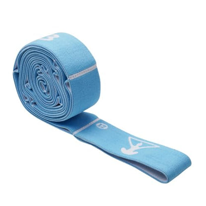 Yoga Strap with 10/12 Loops - Multi-Functional Stretch Band for Pilates, Dance, Gymnastics, Physical Therapy, Flexibility & Resistance Training, Ballet, Latin Workouts - color: Blue
