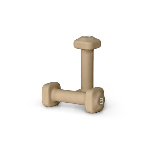 Tone Fitness Neoprene Dumbbell Weight Pairs with Anti-Roll Square Head | Multiple Options - color: Beige, size: 3 lb - Pair