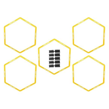 5pcs/ Hex Agility Ring Outdoor Exercise Ring Agility Footwork Training Ring Diameter 50cm - color: Yellow
