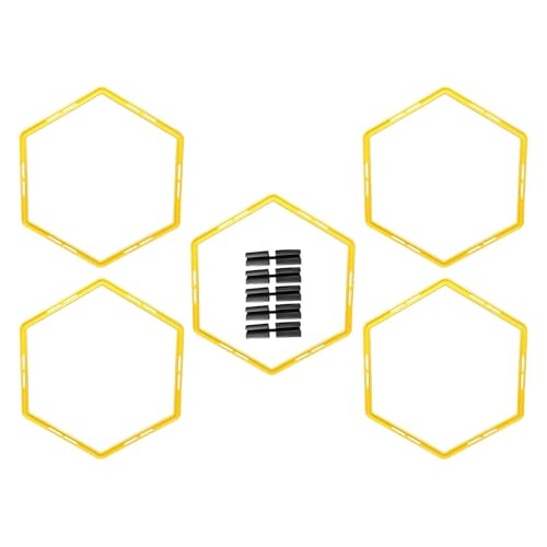 5pcs/ Hex Agility Ring Outdoor Exercise Ring Agility Footwork Training Ring Diameter 50cm - color: Yellow