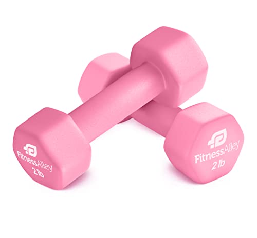 Neoprene Coated Workout Dumbbells set of 2 – Anti Roll, Non Slip with Smooth Grip Fitness & Exercise Dumbbells – Hexagon Shaped Hand Weights for Women & Men – Best Choice for Gyms & home use - color: 02lb - Light Pink