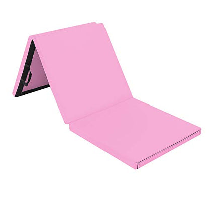 Bonnlo Folding Exercise Aerobics Mat, 6ft x 2ft x 2in PU Leather Mats with Carrying Handles with Hook & Loop Fastener for MMA, Stretching, Cheerleading Martial Arts,Gymnastic