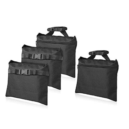 Sandbags 4 Packs with 4 PE Bags, Heavy Duty Sand Bags, Sand Bags for Weight with Zipper and Buckle Straps for Support Light Stand, More 2/4/6/8/10/12 Packs Sand Bag to Choose.
