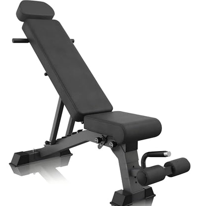 YOUTEN 1300 LB Weight Bench With Headrest Heavy Capacity | 9-4-4 90° Adjustable Incline Decline Exercise Chair for Home Gym More Stable and Durable | Foldable Training Lifting Bench | Dragon Flag Handle for Abdominal Arm Workout 2025 New Version