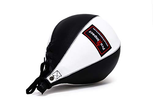 Leather Speed Bag – Rapid Rebound Pear-Shaped Punching Ball with Durable Latex Bladder for Boxing, MMA & Home Gym - color: White Black, size: M - 7"x10"