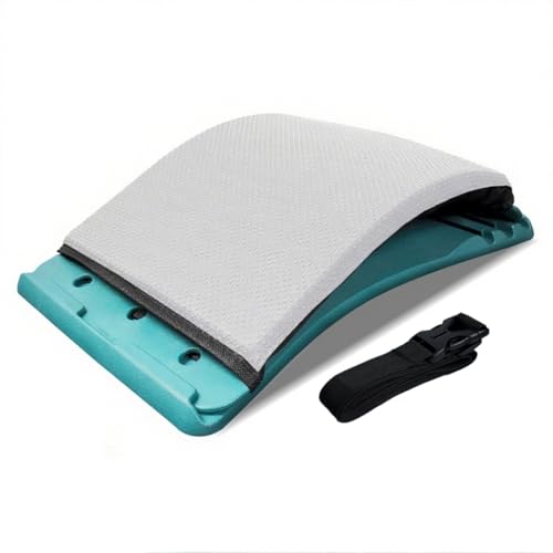 Adjustable Back Stretcher for Tension Relief - 3-Level Spine Support Board with Ergonomic Curve, Lumbar Cushion & Non-Slip Pad (Gray) - color: Gray
