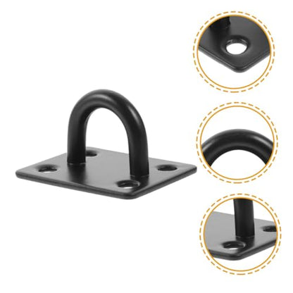 4Pcs Black Stainless Steel U-Shaped Ceiling Mount Hooks Heavy Duty Wall Anchors for Suspension Trainer Straps Ring Hooks Patio Hanging Quick Installation