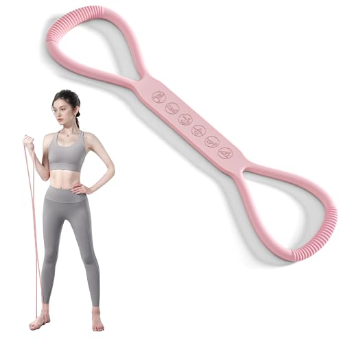 PROIRON Figure 8 Resistance Bands with Handles Exercise Band Stretch Bands for Yoga arm Chest and Shoulder Stretch 8 Shaped Resistance Band for Women - color: Light-Pink, size: Standard