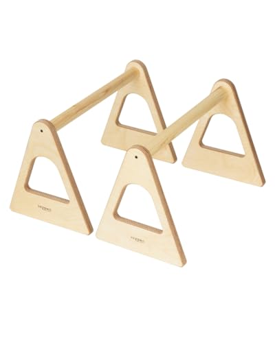 Beyond Balance Wood Parallettes Push-up Bar Dip Station for Gymnastics Calisthenics Acrobatics| Handstands Planche Push-ups L-sits Dips - style: Large