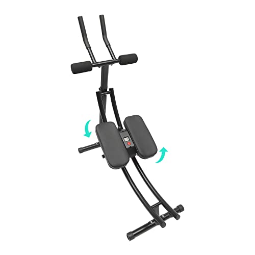 Ab Machine,Portable Core Abs Exercise Machine With LED Display And 6 Silent Rollers,3-Level Adjustment,Adjustable Ab Trainer Machine,For Abs Workout At Home Gym,Ab Machine For Home, Gyms,Etc (Black(Rotatable))