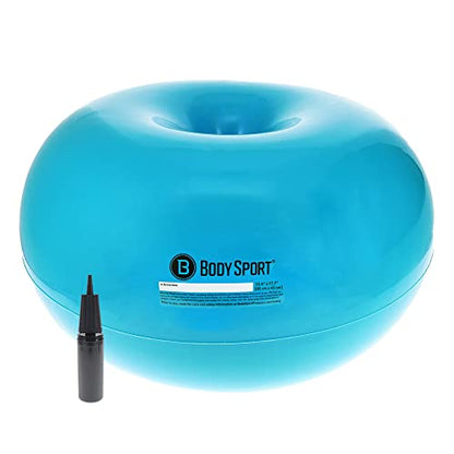 Body Sport Donut Ball – Durable, Inflatable Exercise Ball for Balance & Stability Training, Yoga, & Pilates Workouts – Use in Home, Office, Gym, or Classroom - style: 34-inch