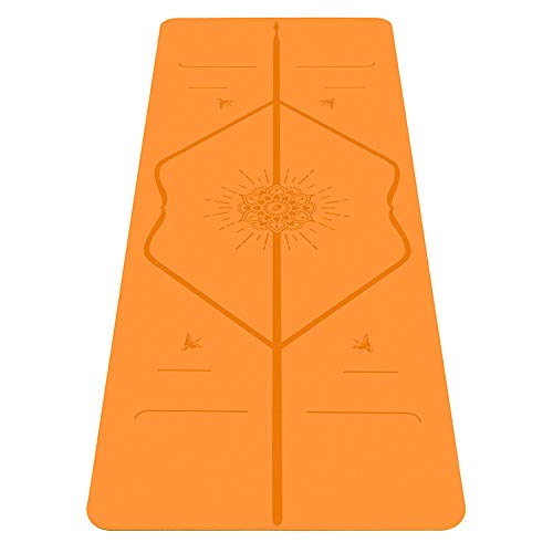 Liforme Travel Yoga mat – Patented Alignment System, Warrior-Like Grip, Non-Slip, Eco-Friendly, Ultra-Lightweight and Sweat Resistant, Made with Natural Rubber - color: Orange
