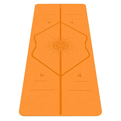 Liforme Travel Yoga mat – Patented Alignment System, Warrior-Like Grip, Non-Slip, Eco-Friendly, Ultra-Lightweight and Sweat Resistant, Made with Natural Rubber - color: Orange