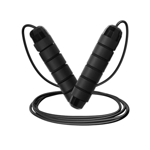 Adjustable Jump Rope for Workout - All-Purpose Exercise Jump Rope Kids & Adults Love with Tangle-Free, Comfortable Foam Handles - Best Slimming, Cardio & Endurance Training - color: Full Black