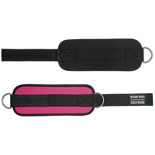 WARM BODY COLD MIND Adjustable Ankle Straps for Cable Machines Men and Women, for Gym, Weightlifting, Fitness, Workouts, Functional Trainers - color: Pink