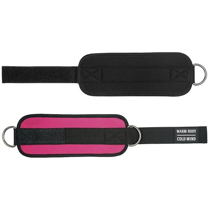 WARM BODY COLD MIND Adjustable Ankle Straps for Cable Machines Men and Women, for Gym, Weightlifting, Fitness, Workouts, Functional Trainers - color: Pink