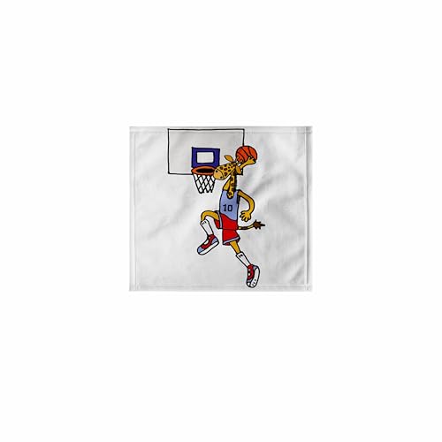 3dRose Cute Funny Giraffe Playing Basketball and Slam Dunking Ball 11x12 Wash Cloth for Face and Body - size: 11x12 Wash Cloth for Face and Body